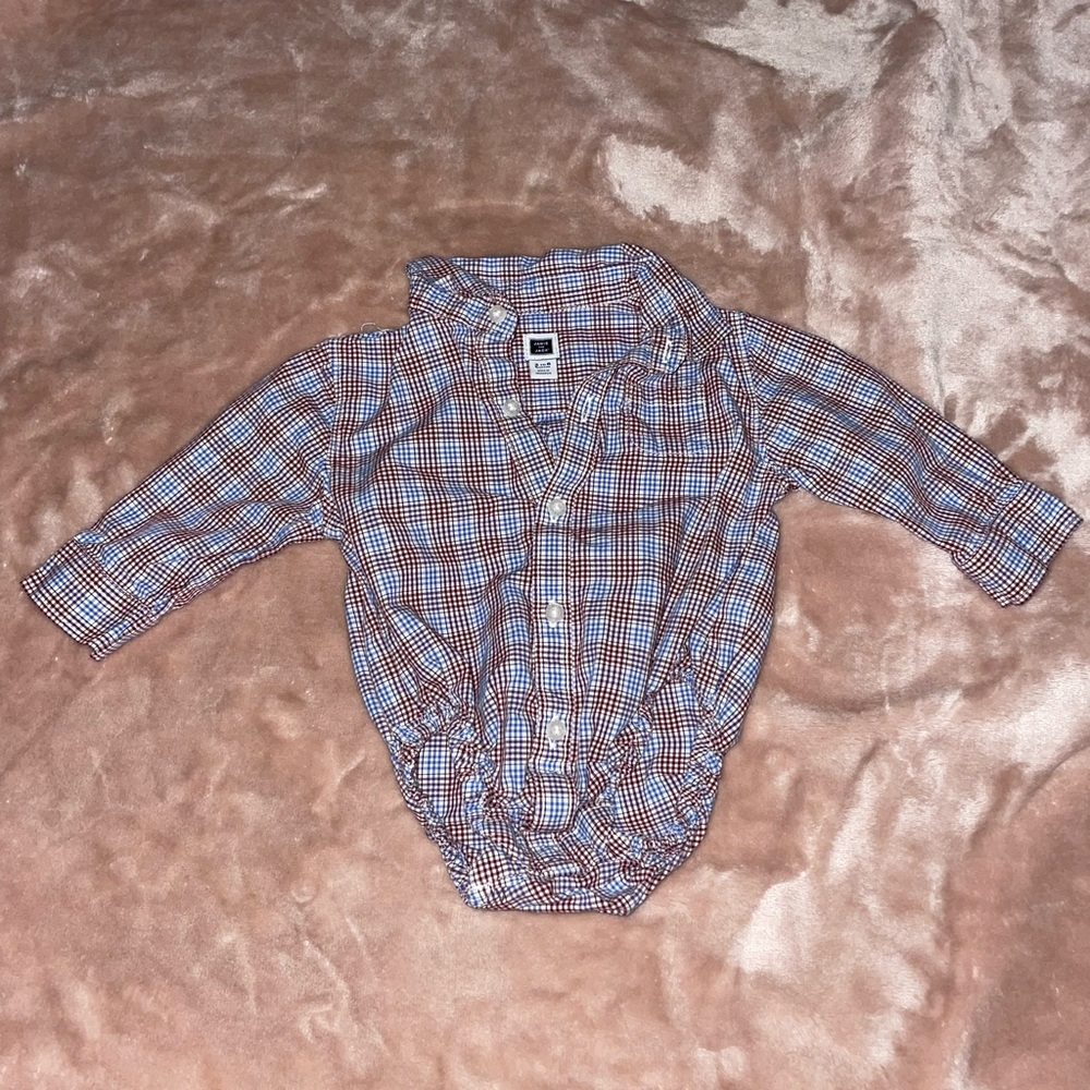 Janie and Jack Blue and Brown Checkered Bodysuit